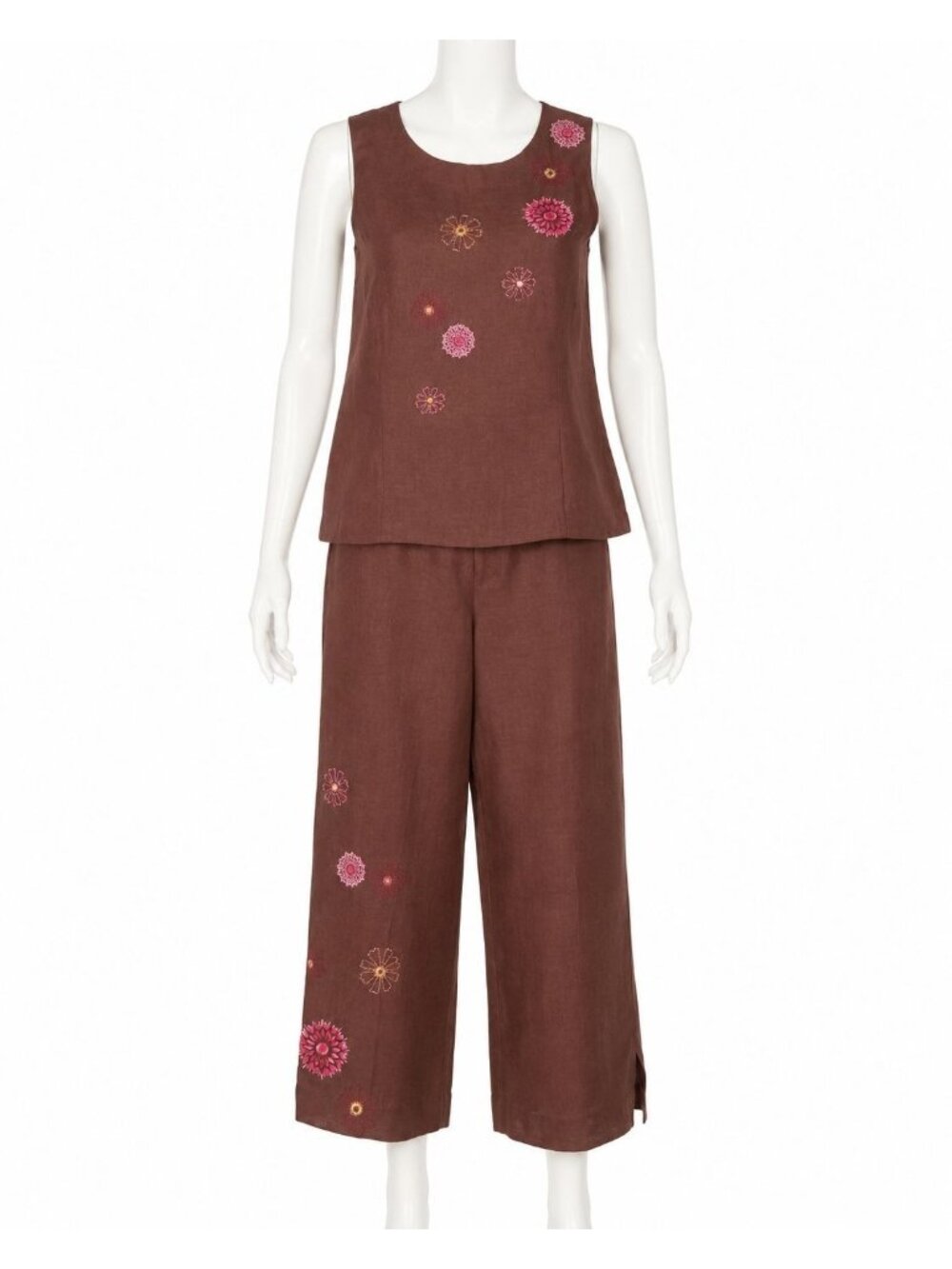 Paraphrase Linen Rayon Embroidered Pant Set 2 Pc Boho Art To Wear Cottagecore 6